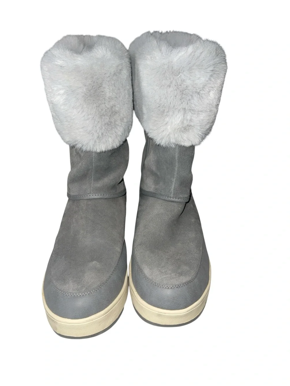 🩶🤍 Koolaburra by UGG Gray Suede Faux Fur Zip Winter Boots